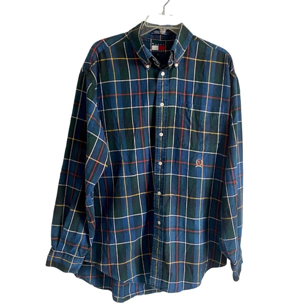 Tommy Hilfiger Button Down Cotton Long Sleeve Shirt Mens Large